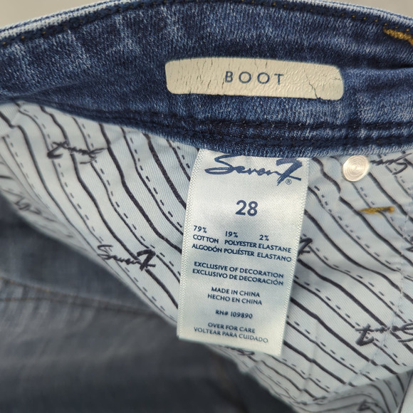 EUC Seven7 Boot Blue Cotton Blend Jeans Womens Size 28 - Picture 7 of 8
